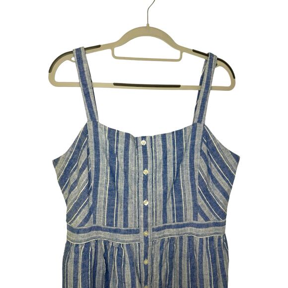 Draper James Women's Blue‎ and White Striped Linen Dress Size 14 - Picture 2 of 7